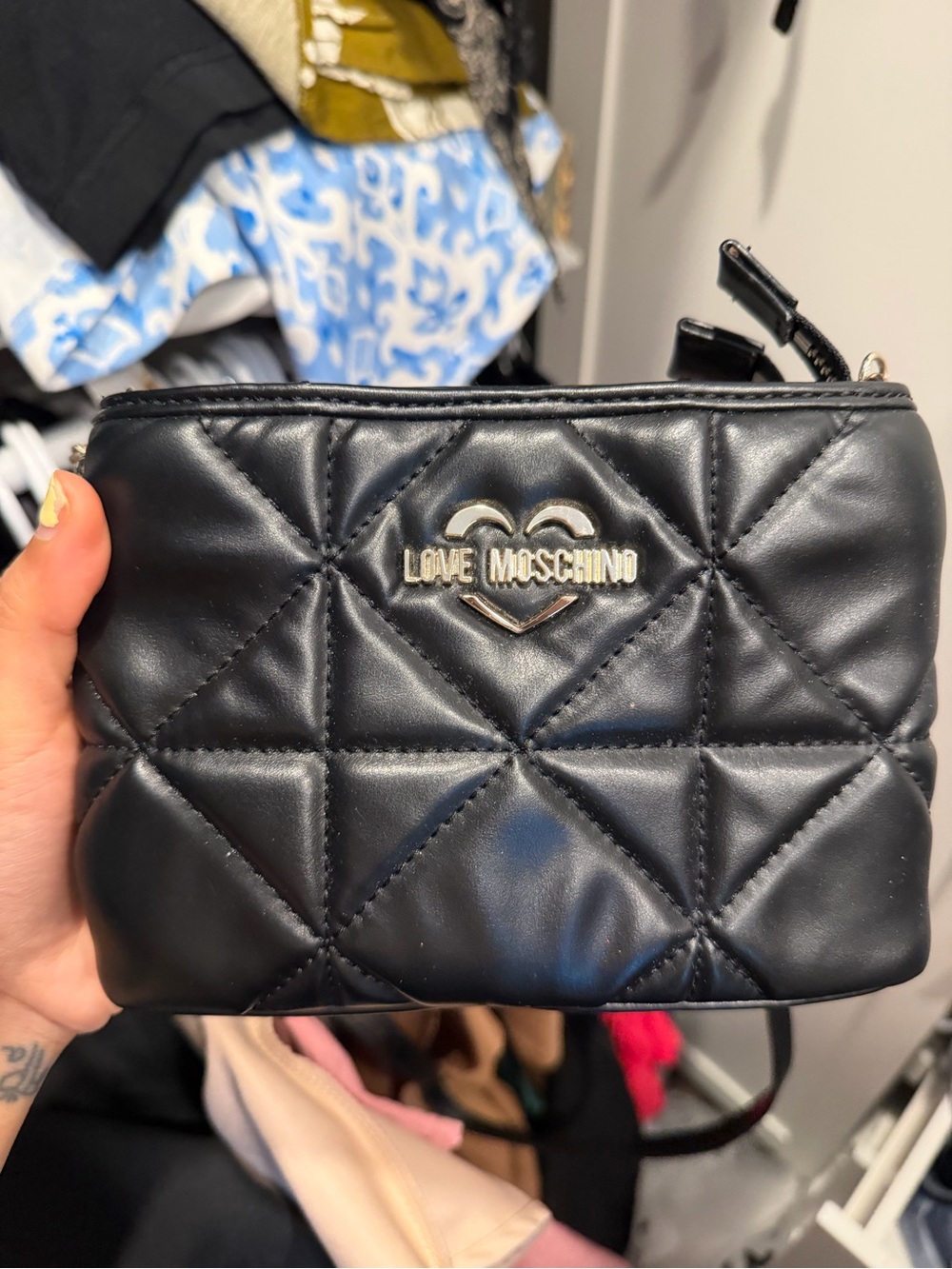 Love Moschino Black Quilted Crossbody Bag